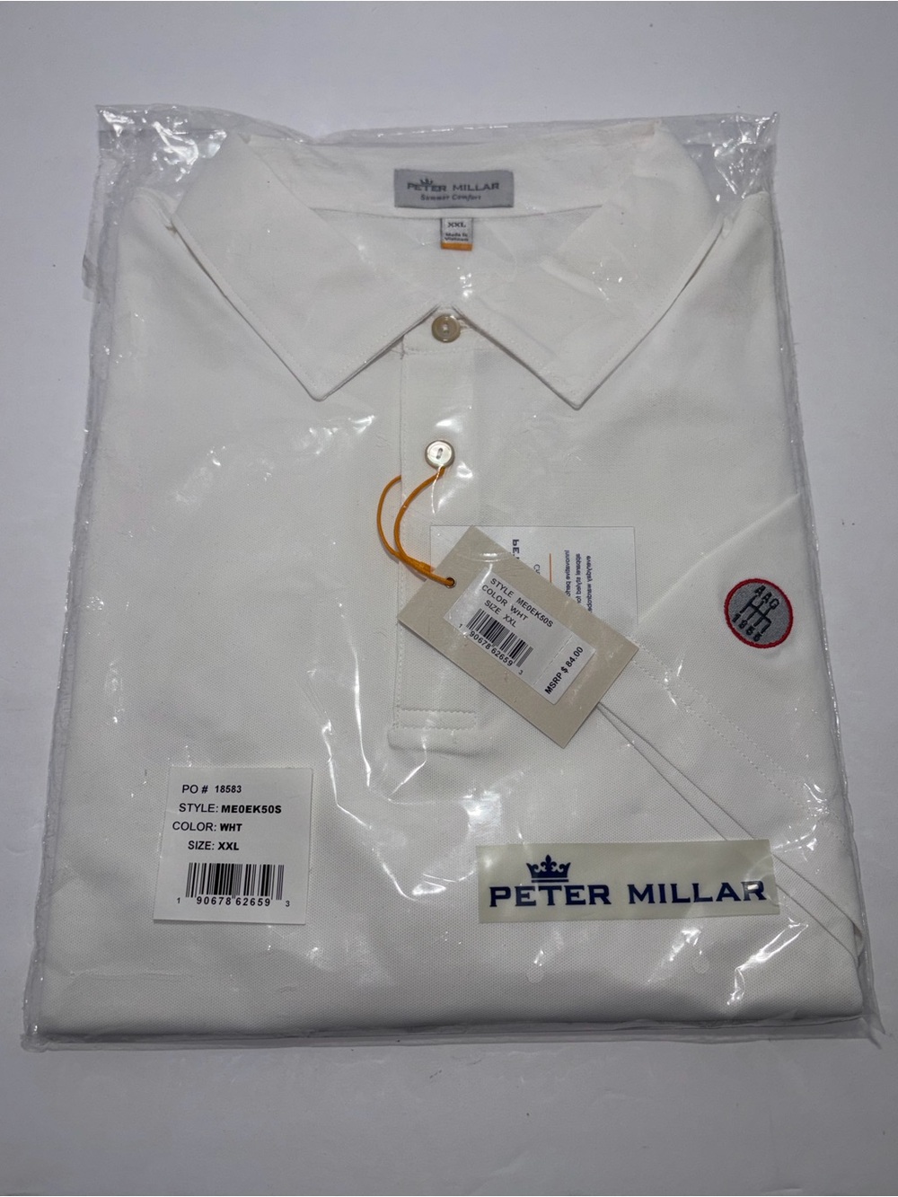 Peter Millar White Polo with Subtle Logo Patch